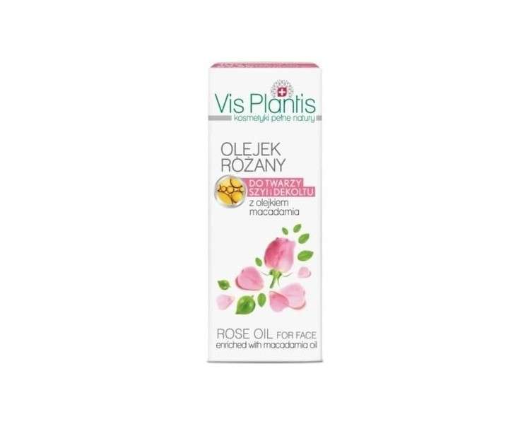 VIS PLANTIS Anti-Aging Rose Oil and Macadamia Oil for Face, Neck, and Décolletage 30ml