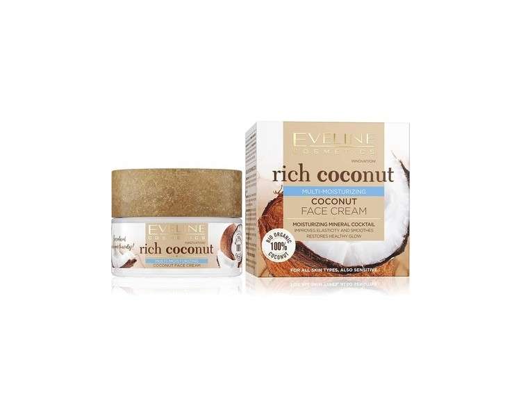 Eveline Cosmetics Rich Coconut Multi Hydrating Facial Cream 97% Natural Day & Night 50ml