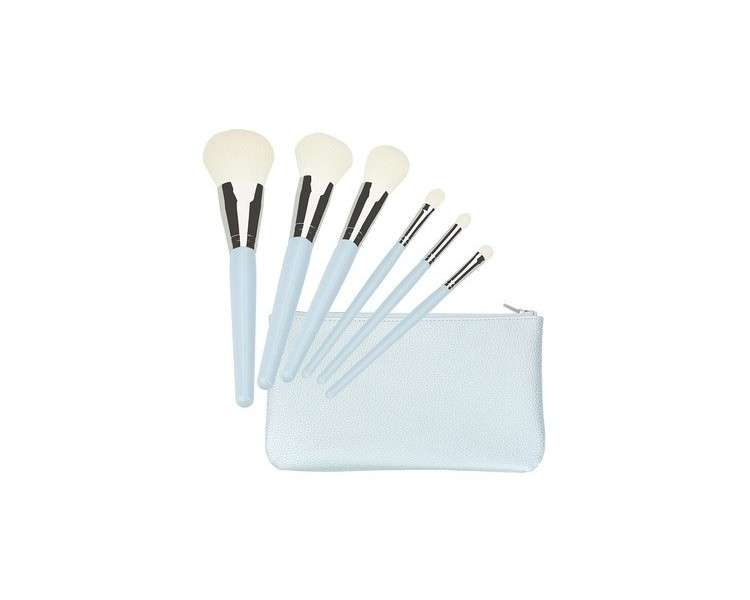 T4B MIMO Bamboo Makeup Brush Set with Travel Size and Travel Bag Blue 6 Pieces