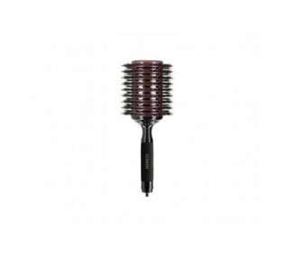 T4B LUSSONI Round Wooden Hair Brush for Styling Long and Thick Hair with Boar Bristles and Nylon Pins Ceramic Coating 65mm