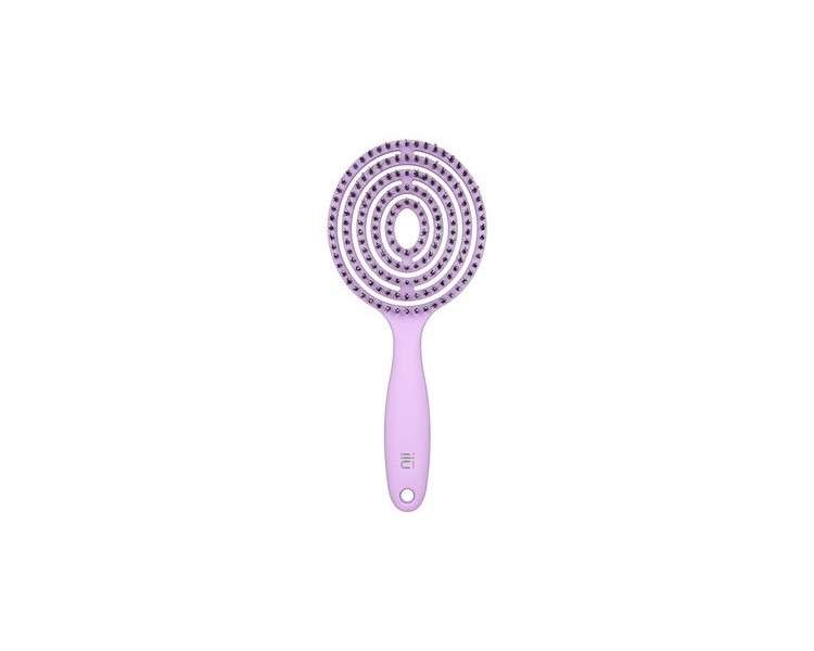 T4B Ilu Lollipop Candy Purple Professional Round Detangling Light Weight Hairbrush for Wet and Dry Hair Designed for Professional Hairdressers Colourful Brush