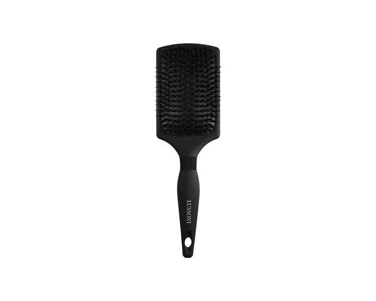 T4B LUSSONI Care&Style Paddle Hairbrush with Natural Wild Boar Bristles for Wet and Dry Hair - Black