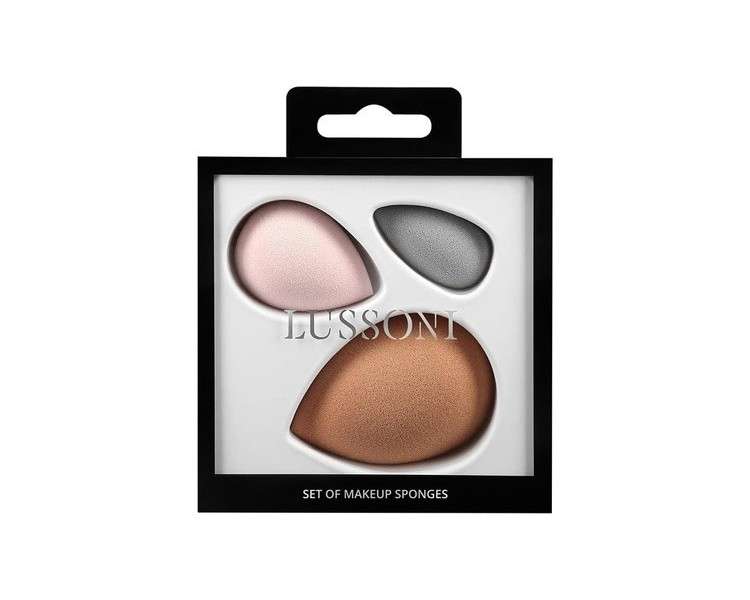 T4B Lussoni 3 Piece Makeup Sponge Set Skin Tone Pink and Gray Blenders