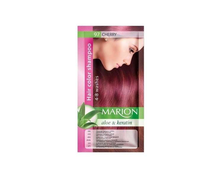 Marion Hair Dye Shampoo in Bag Semi-Permanent Color with Aloe and Keratin 97 Cherry