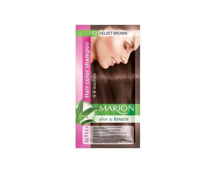Marion Hair Dye Shampoo with Aloe and Keratin 52 Velvet Brown