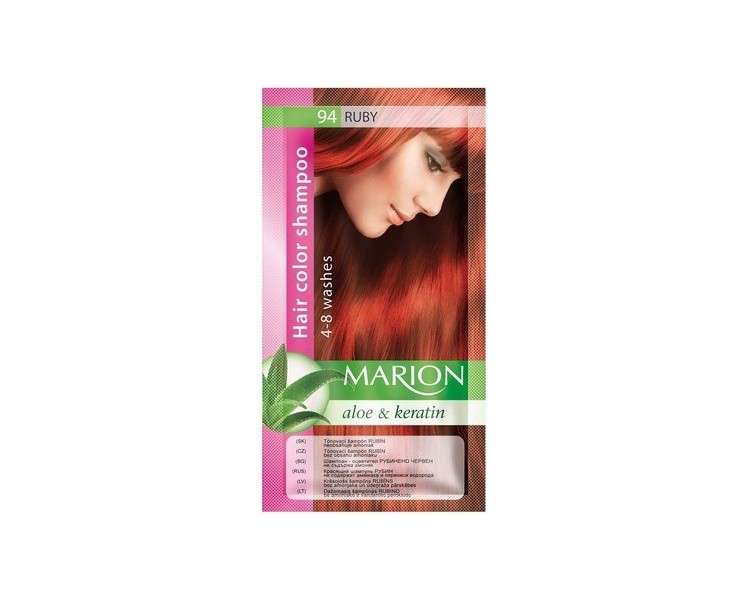 Marion Hair Dye Shampoo in Bag Semi-Permanent Color with Aloe and Keratin 94 Ruby