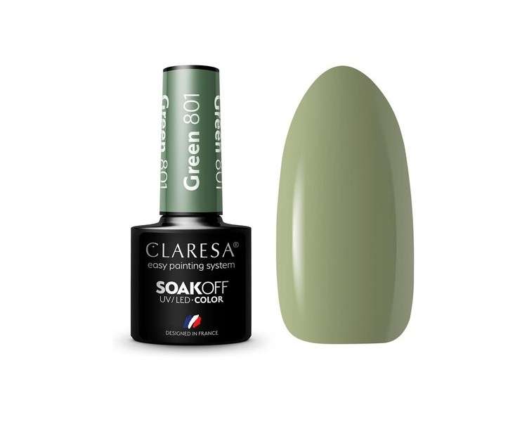 Claresa UV LED Nail Polish Collection Hybrid Manicure Soak Off Green Color No. 801 5ml