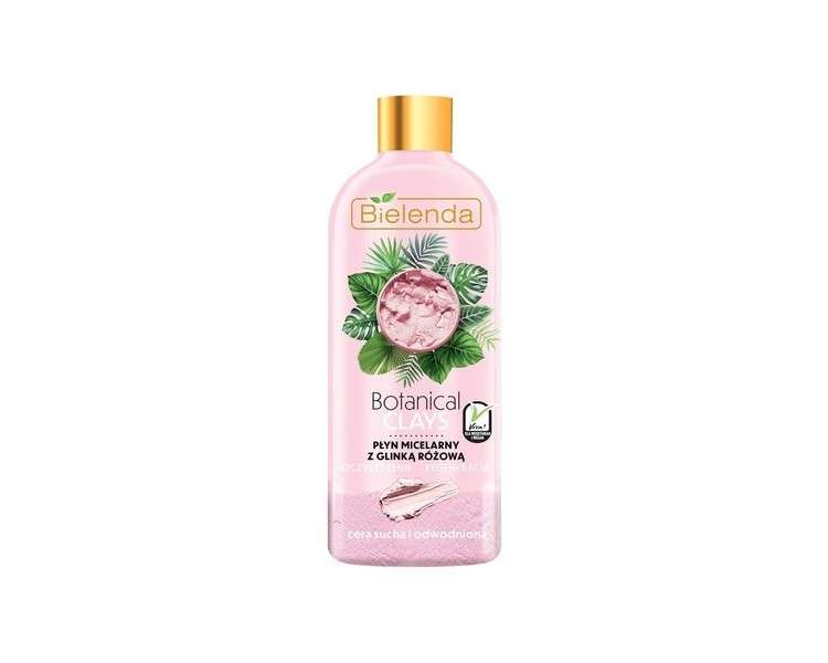 Bielenda Botanical Clays Vegan Micellar Makeup Remover with Pink Clay for Dry and Dehydrated Skin 500ml