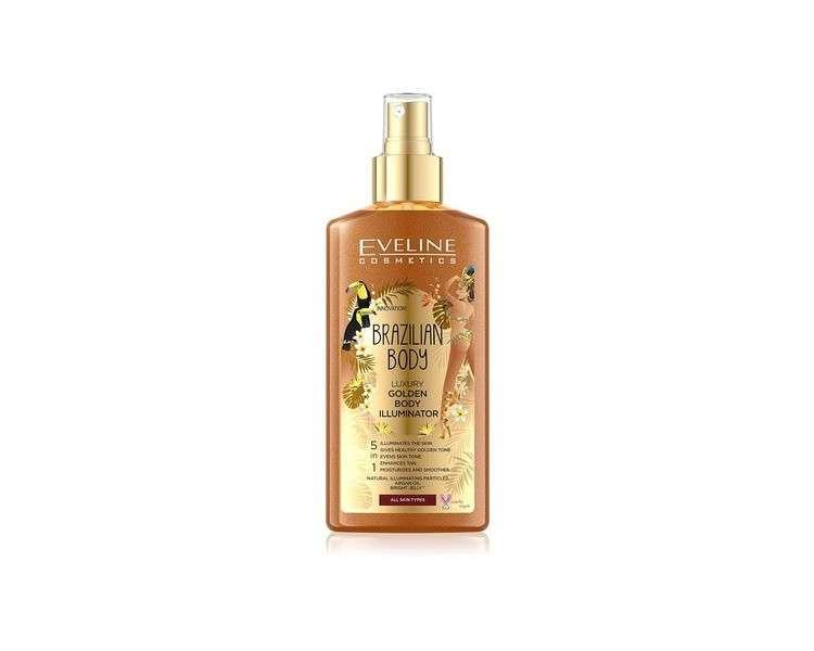 EVELINE Brazilian Body Luxurious Golden Bronzing Mist 5in1 Moisturizes, Brightens, Smooths, Evens Skin Tone 150ml