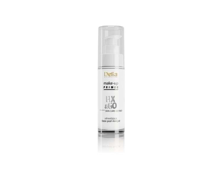 Delia Cosmetics Matt & Fixing Effect Make Up Primer Skin Care Defined White Fix and Go Base with Hyaluronic Acid 30ml