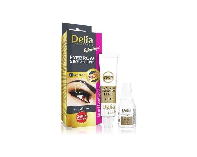 Delia Cosmetics Graphite Eyebrow & Eyelashes Tint Innovative Formula Easy 15 Applications Full Treatment Kit 15ml