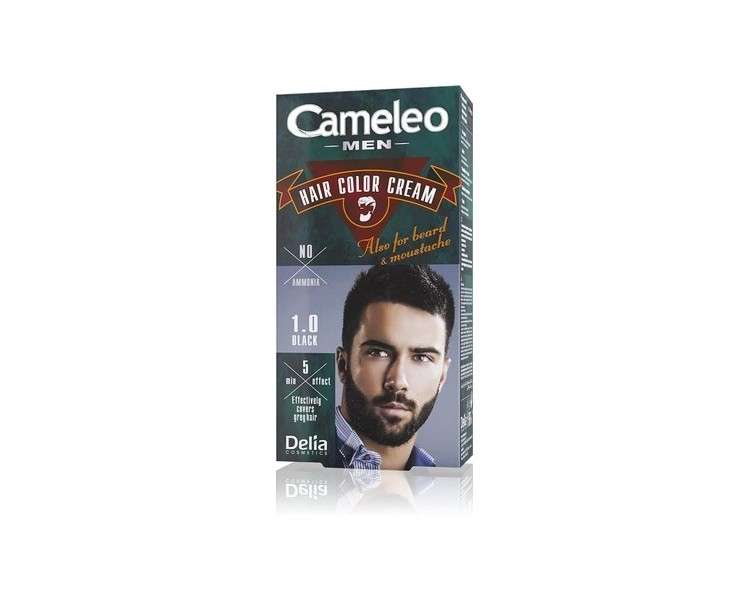 Cameleo Men Permanent Hair Dye Black Color for Hair Beard & Moustache Natural Color Effect in 5 Minutes Cover Grey Hair Ammonia Free 30ml