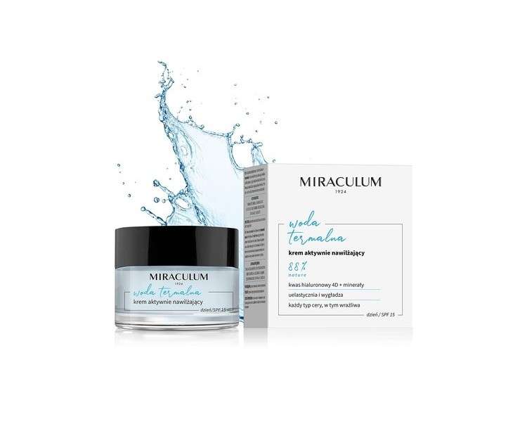 Miraculum Moisturizer Day Cream with SPF for Women - Anti-Aging Day Cream SPF 15 with Thermal Water - Vegan Moisturizer - Anti-Age Hyaluronic Acid Day Cream - 50ml