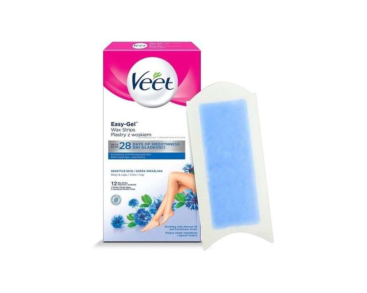 Veet Cold Wax Strips Easy-Gelwax Technology for Legs & Body