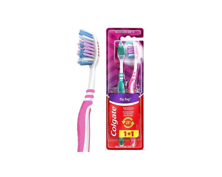 Colgate ZigZag Interdental Cleaning 2 Medium Toothbrush Interdental Cleaning 1+1