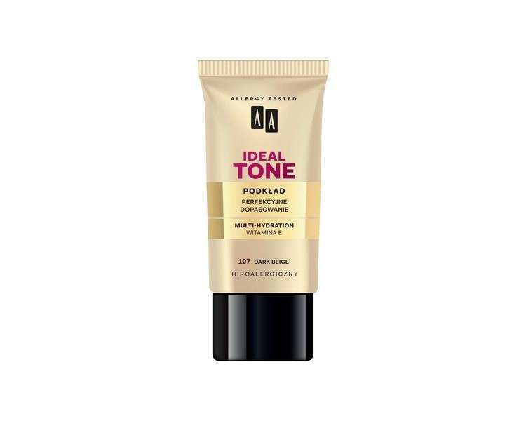 AA Ideal Tone Foundation Perfect Fit Multi Hydration 107 Dark Beige 30ml