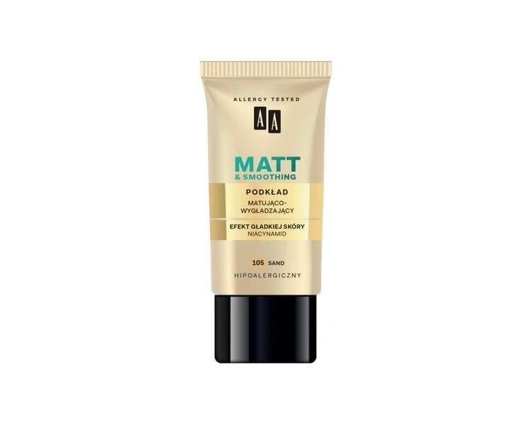 AA Makeup Matt 16H Mattifying and Smoothing Foundation 30ml 105 Sand