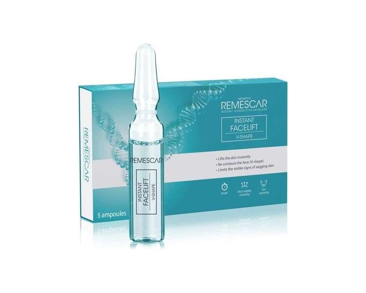 Remescar Instant Facelift V-Shape 5 Ampoules - Recontouring the Face - Microneedling Technology Peptides and Deep-Sea Microalgae to Firm the Skin