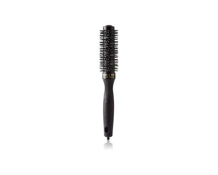 Olivia Garden Ceramic Ion Thermal Round Hair Brush 25mm Black - Anti-Static Tourmaline-Ion Nylon Bristles