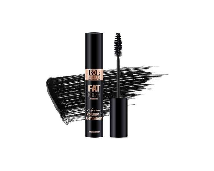 Bel London Fat Brush Volumizing and Lengthening Mascara - Black for Defined, Thick, and Curled Lashes - Premium Makeup with Easy-to-Use Brush