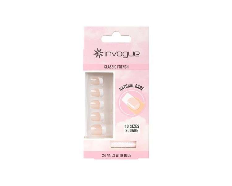 Invogue Acrylic Square Nails French Bare 24 Pieces