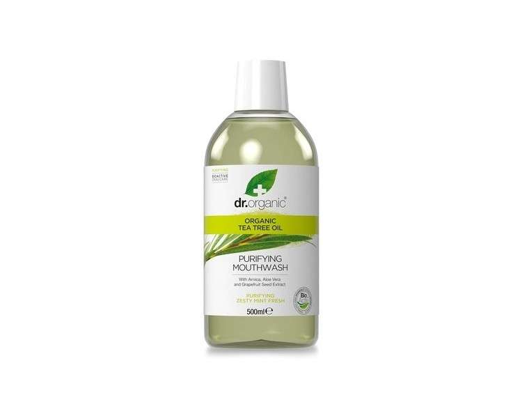 Dr Organic Organic Tea Tree Mouthwash Natural Vegan Cruelty Free Paraben and SLS Free 500ml