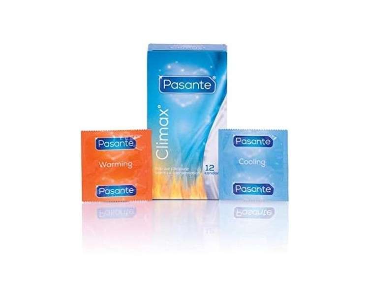 Pasante Climax Special Condoms - 6 Warming Condoms, 6 Cooling Condoms with Ribs