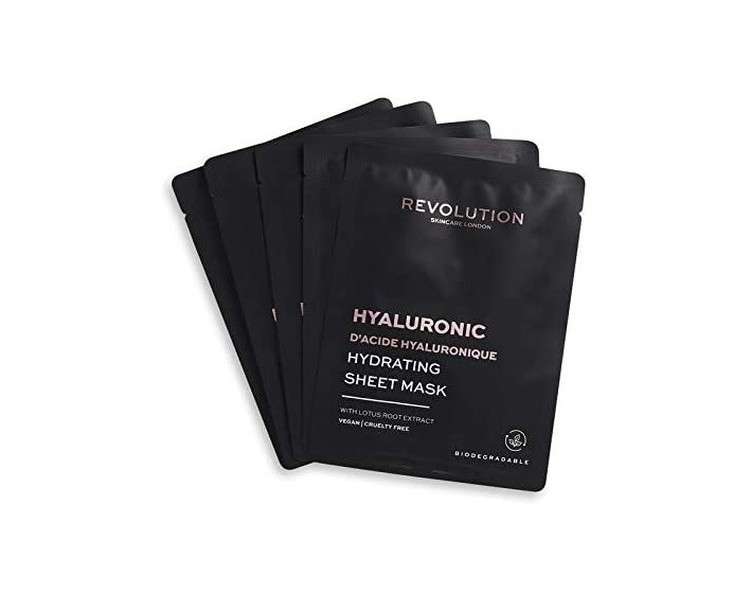 Revolution Skincare Biodegradable Hydrating Hyaluronic Acid Sheet Mask - Pack of 5