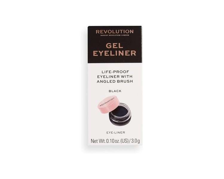 Makeup Revolution Gel Eyeliner Pot With Brush Black - 3g