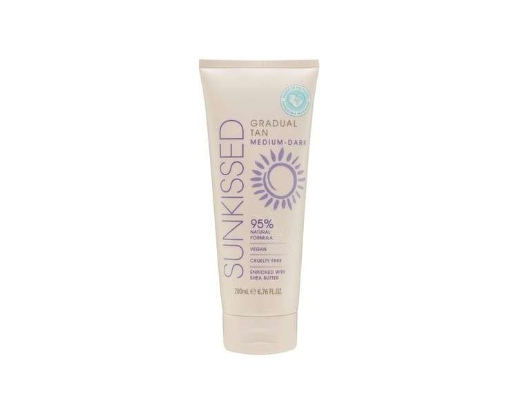 Sunkissed Gradual Tan Medium - Dark 200ml 95% Natural Formula Vegan Cruelty Free Shea Butter