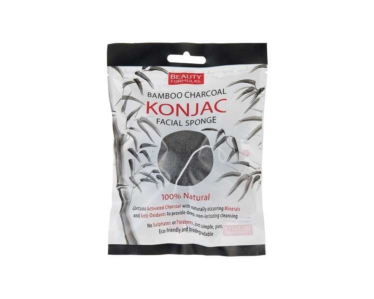 Beauty Formulas Konjac Face Sponge with 100% Natural Bamboo Charcoal