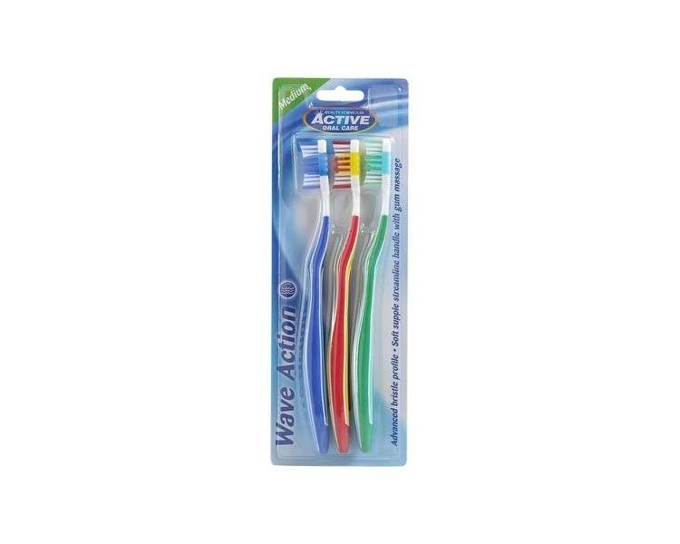 Beauty Formulas Active Oral Care Wave Action Toothbrush Assorted - Pack of 3