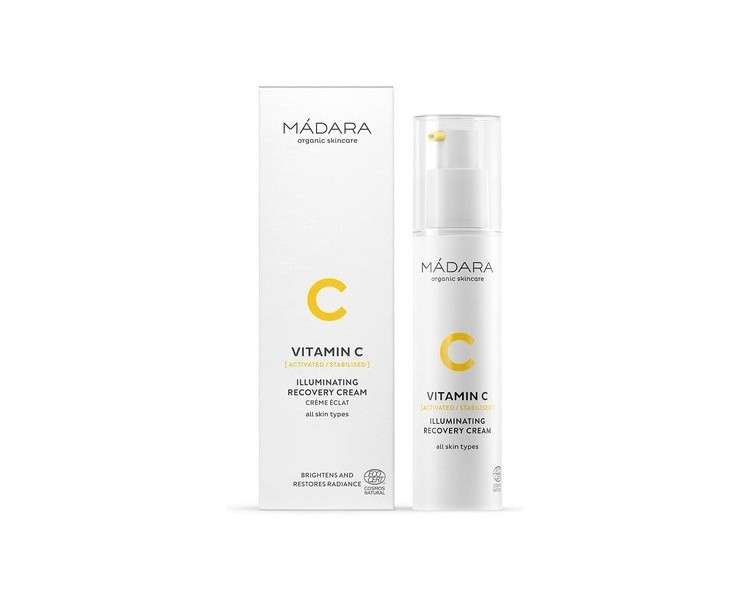 MÁDARA Vitamin C Illuminating Recovery Cream Organic Skincare with Hyaluronic Acid and Algae Extract 50ml