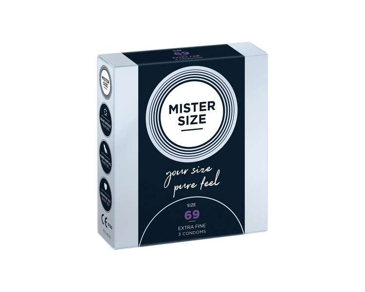 Mister Size 69mm Ultra-Sensitive Condoms for Men Extra Thin Extra Fine Extra Lube Made from 100% Natural Rubber Latex in Your Size XXL Real Feel