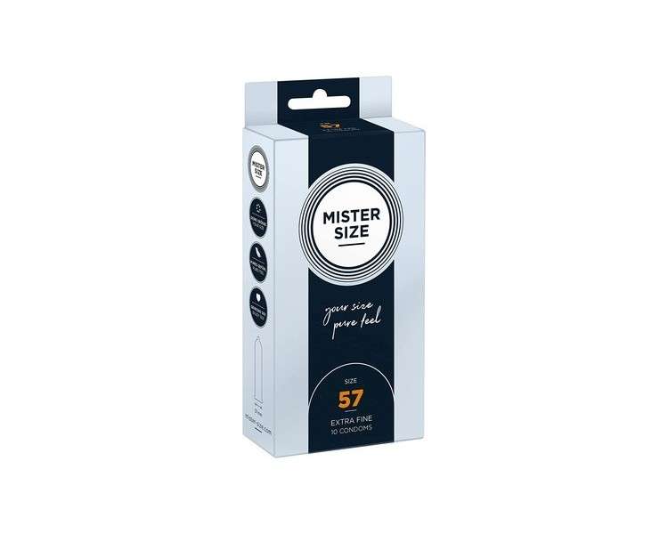 Mister Size 57mm Ultra-Sensitive Condoms for Men Extra Thin Extra Fine Extra Lube Made from 100% Natural Rubber Latex in Your Size L - XL Real Feel