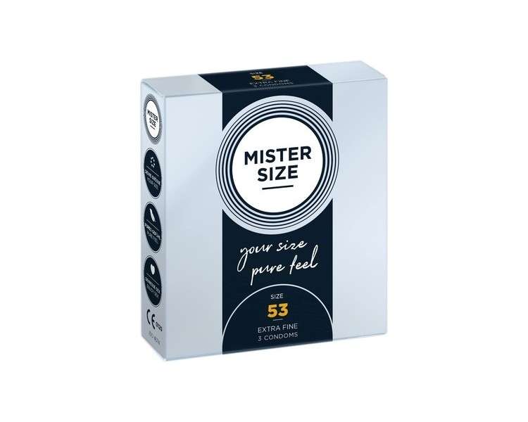 Mister Size 53mm Ultra-Sensitive Condoms for Men Extra Thin Extra Fine Extra Lube Made from 100% Natural Rubber Latex in Your Size XS - S Real Feel Pack of 3 53mm