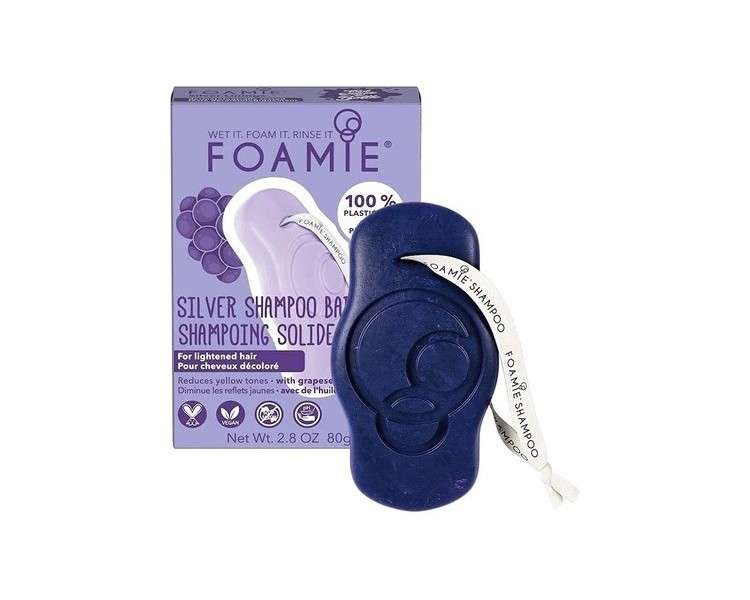 FOAMIE Silver Shampoo Bar for Blonde Hair with Grape Seed Oil - Plastic-Free pH-Balanced Soap-Free No Sulphates or Parabens - Made in the UK