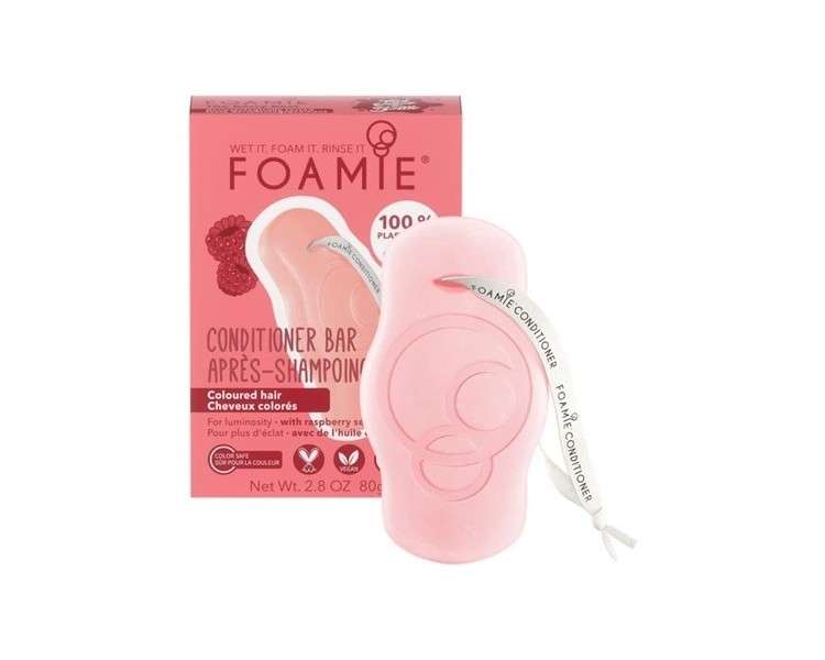 FOAMIE Raspberry Oil Conditioner Bar for Colored Hair - Plastic-Free pH-Balanced Soap-Free No Sulphates or Parabens - Made in the UK
