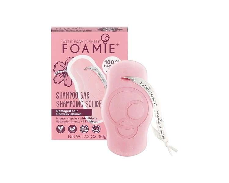 FOAMIE Hibiscus Shampoo Bar for Damaged Hair - Plastic-Free pH-Balanced Soap-Free No Sulphates or Parabens - Made in the UK