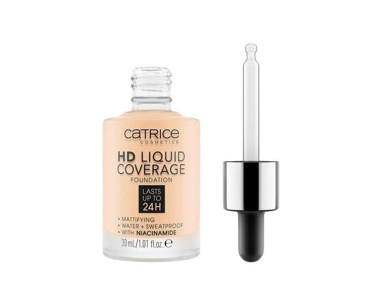 Catrice HD Liquid Coverage Foundation 002 Porcelain Beige 30ml - Waterproof and Sweatproof for 24 Hour Wear