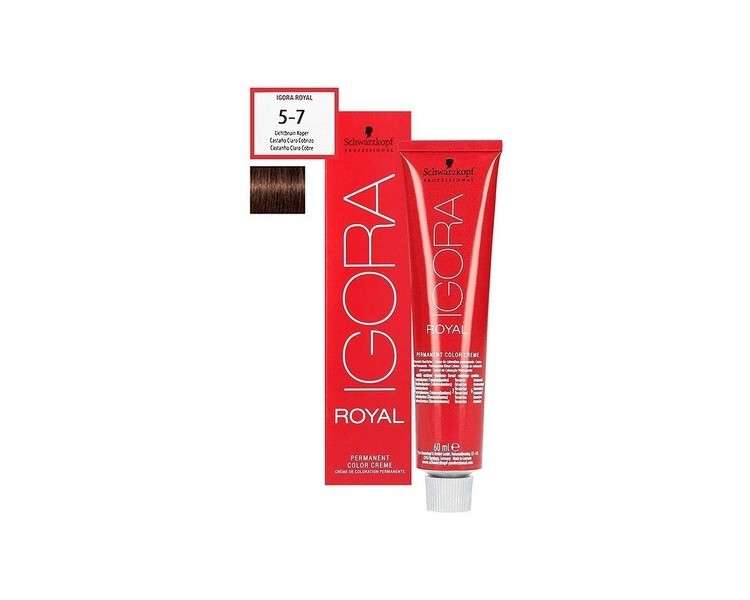 Schwarzkopf Igora Royal Hair Dye, 60 Ml, Shade 5-7, Light Chestnut Copper