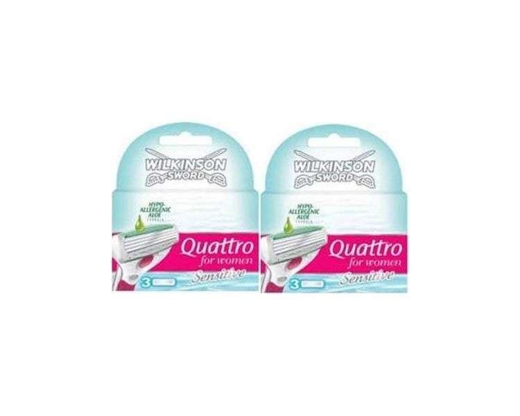 Wilkinson Sword Quattro for Women Sensitive Razor Blades, 3 each