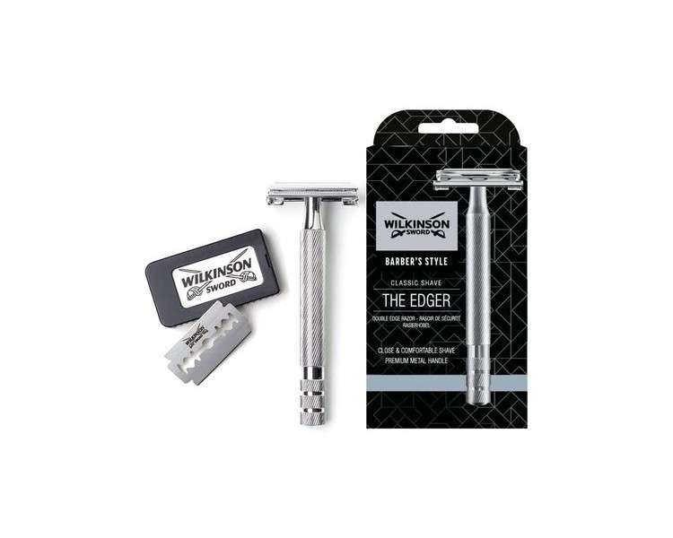 Wilkinson Sword Double Edge For Men Premium Stainless Steel Safety Razor with Razor Handle and 5 Blade Refills