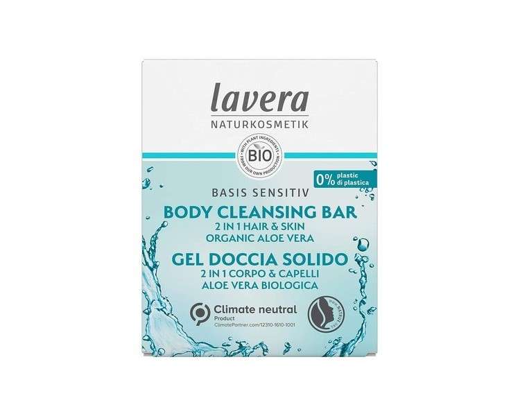 Lavera Solid Shower 2 in 1 Basis Sensitiv Hydro Feeling with Organic Aloe Vera and Plant Keratin 50g