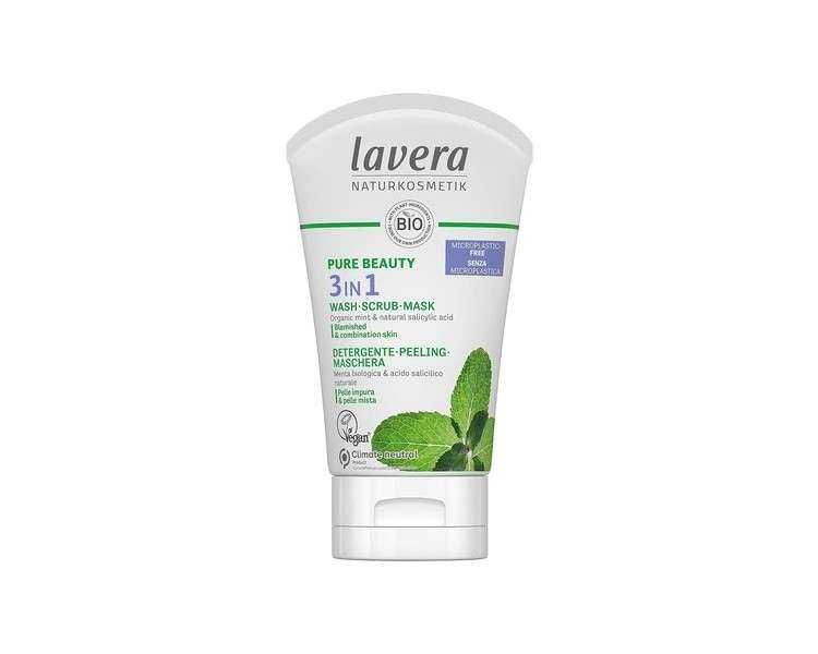 Lavera Pure Beauty 3in1 Wash Scrub Mask with Organic Mint and Natural Salicylic Acid 125ml