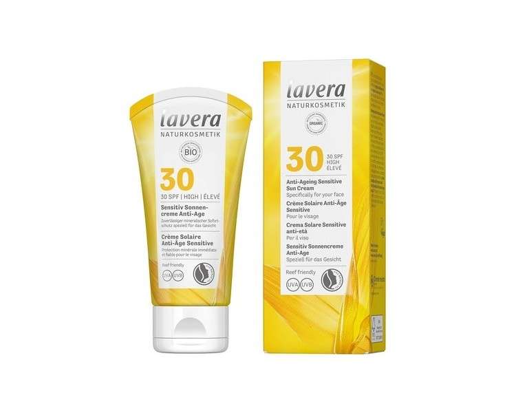Lavera Anti-Ageing Sensitive Sun Cream SPF 30 Natural Cosmetics Vegan Certified 50ml