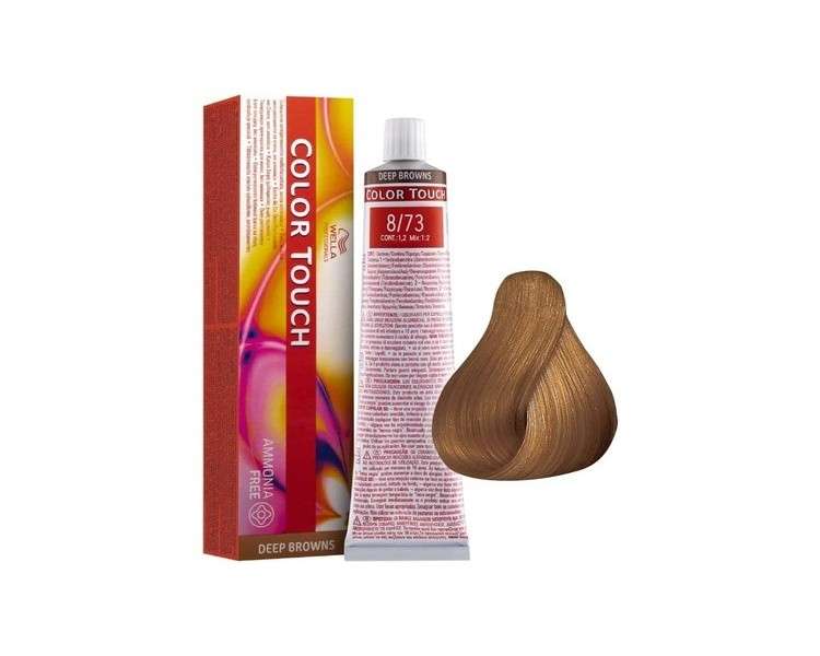 Wella Touch Deep 8/73 Light Blonde/Brown Gold Demi-Permanent Hair Color 2 60ml