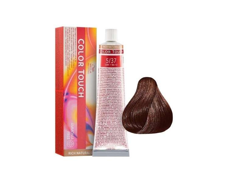 Wella Color Touch 5/37 Light Brown Gold-Brown Permanent Hair Color 60ml