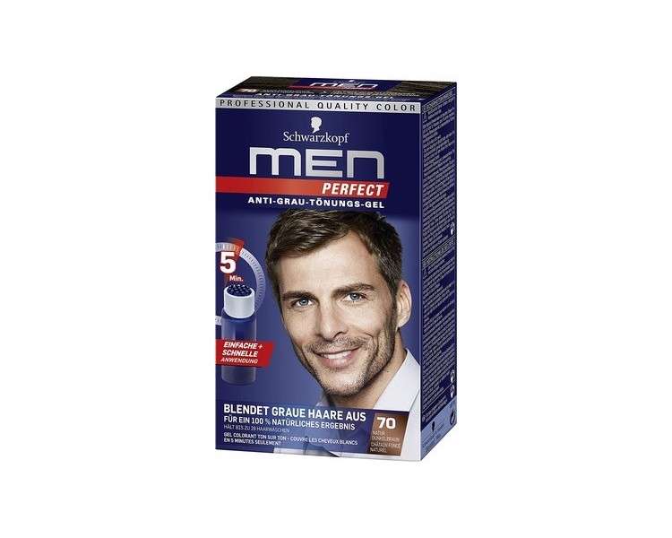 Schwarzkopf Men Perfect Anti-Grey Tint Gel Level 2, 70 Natural Dark Brown, Pack