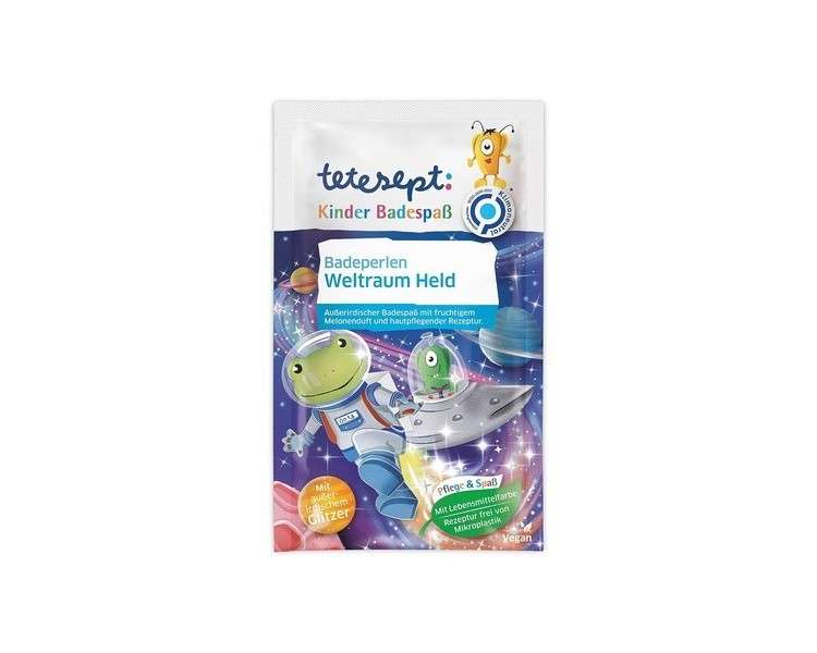 tetesept Children's Bath Fun Space Hero Bath Pearls with Glitter and Melon Scent 8 x 60g - Pack of 8